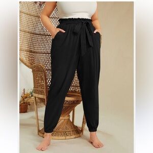 Sound Style Black Tapered Trousers with paper bag Elastic Waistband 14